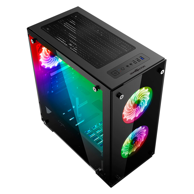 Gabinete Game Factor Csg550 Micro Atx, 3 Vent 120mm Rgb, Cristal S/fte, Game Factor, Gabinetes Y Enfriamiento, Gabinetes, Gamer [Imagen 1]